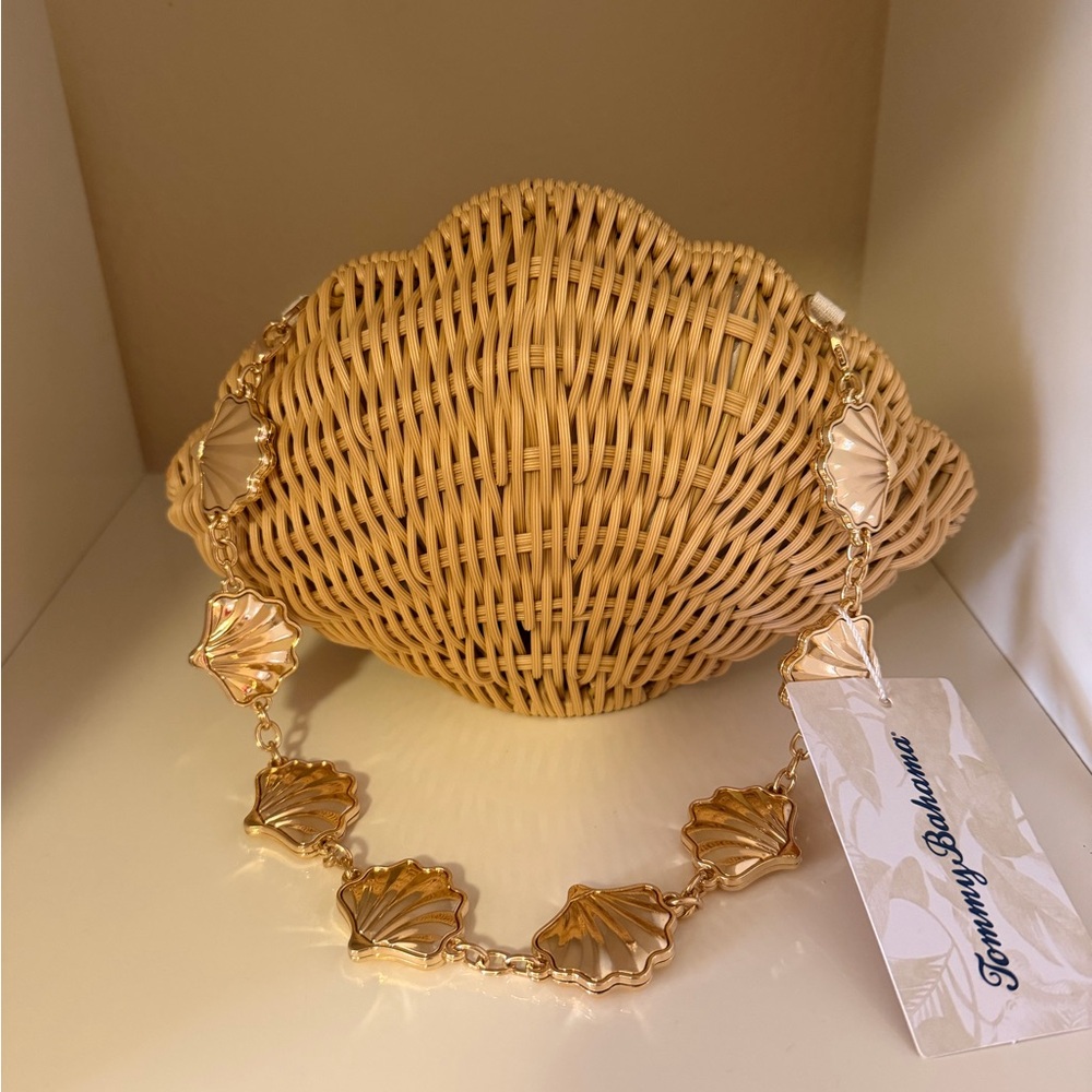 Tommy Bahama Woven Shell Clutch with Gold Accents